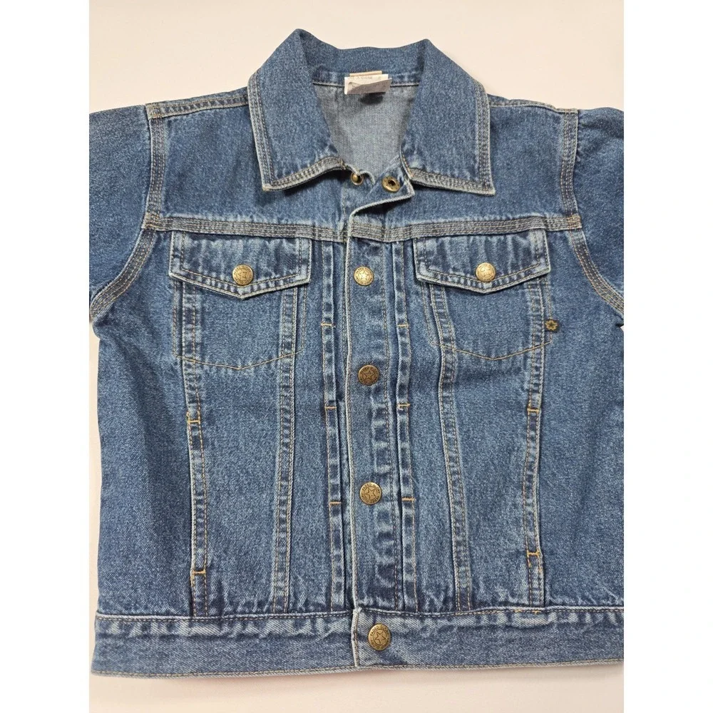 Vintage Y2K Faded Glory Denim Jacket Girls 4T Blue Jean Trucker Coat